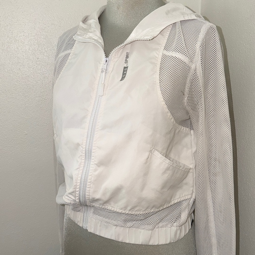 LSKD white mesh crop jacket front zip white 8 hoodie